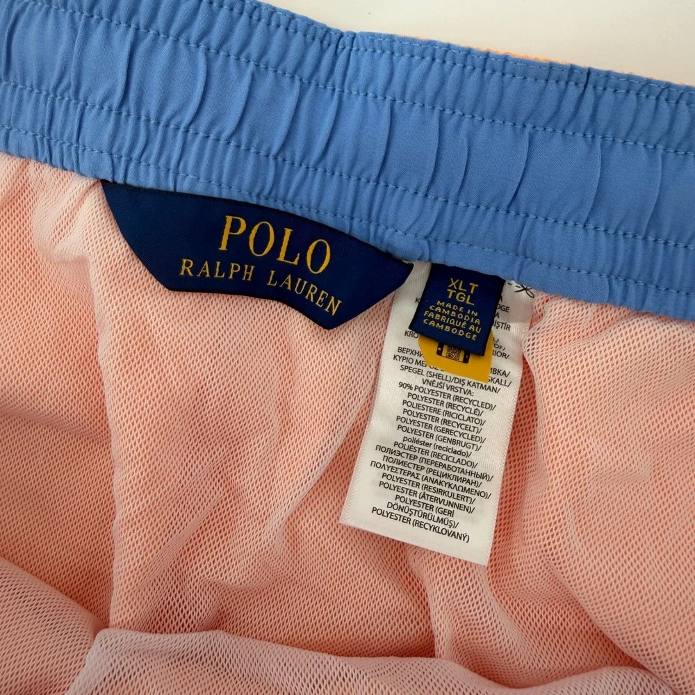 Polo Ralph Lauren Swim Trunks Men XLT Orange Recycled Traveler Pony Logo